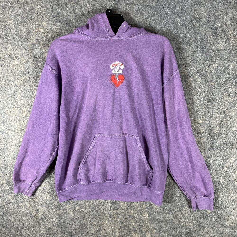 Obey Mira Heart Explosion Medium Hoodie Sweatshirt Purple Tie Dye